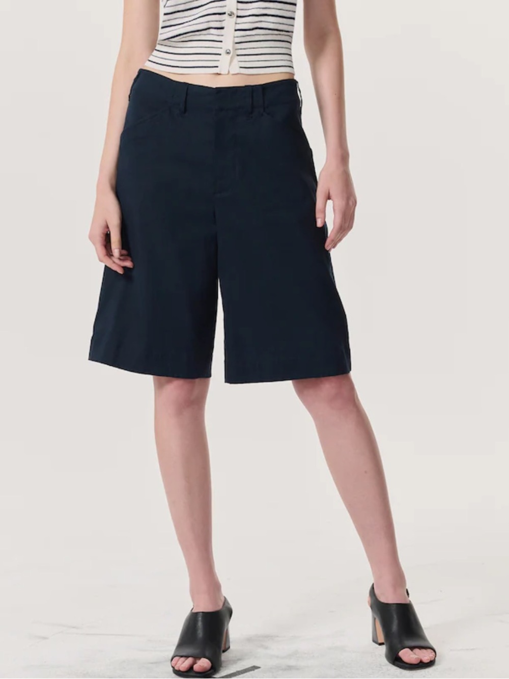 rag & bone Navy Women Banks Linen Blend Short - Salute. Size 14. MSRP $298